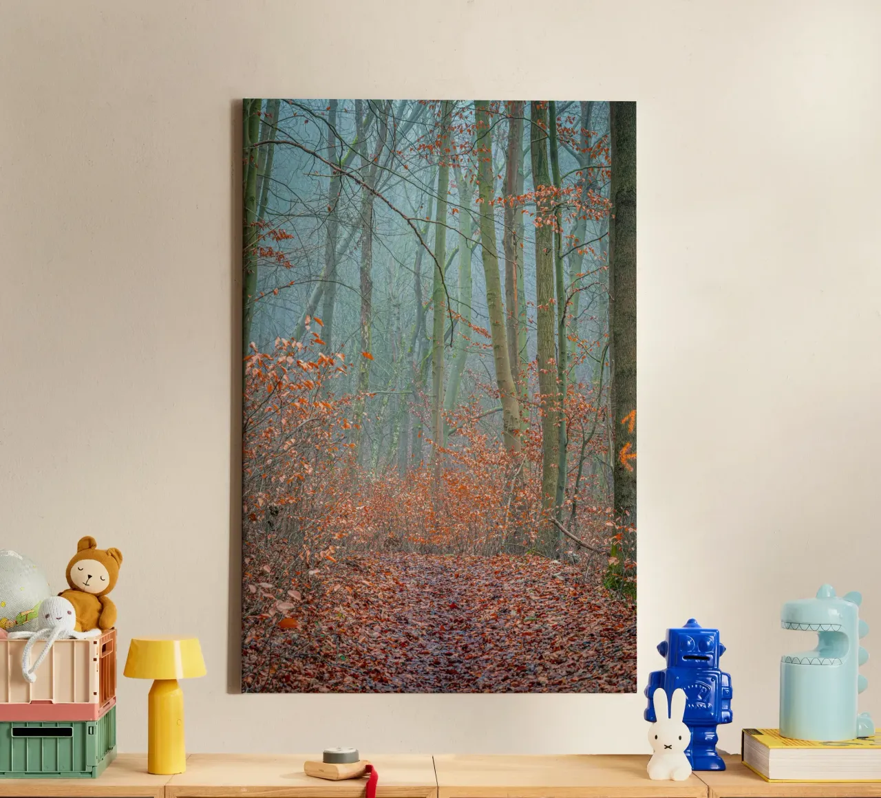 Fog in the forest in autumn canvas by Marcus Beckert | Fotografie