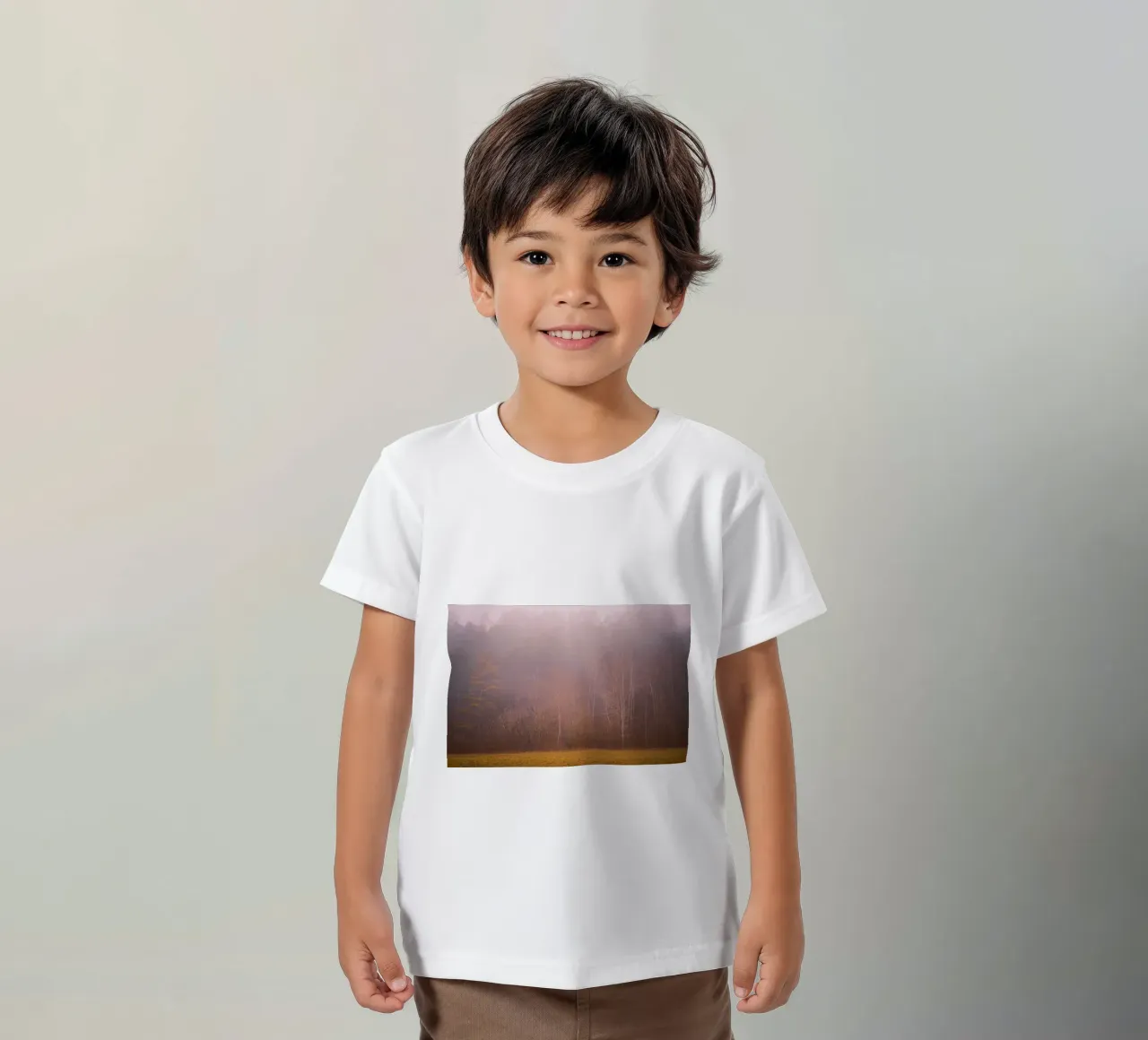 Nebbia in una foresta in autunno t-shirt bambini da Marcus Beckert | Fotografie