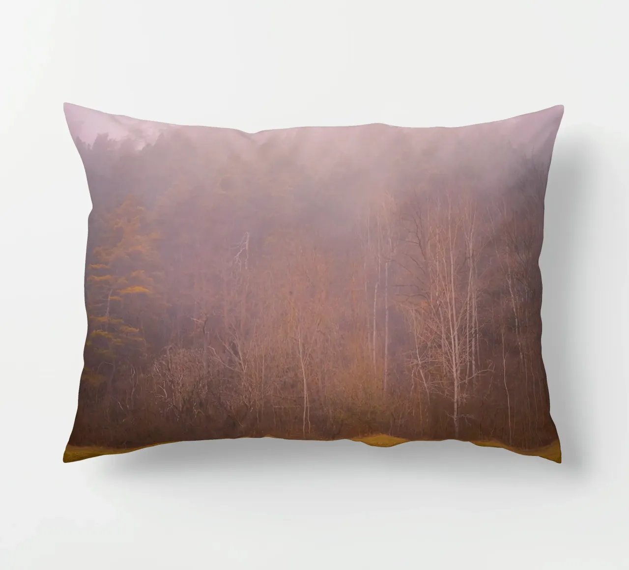 Nebel in einem Wald im Herbst Kissen von Marcus Beckert | Fotografie