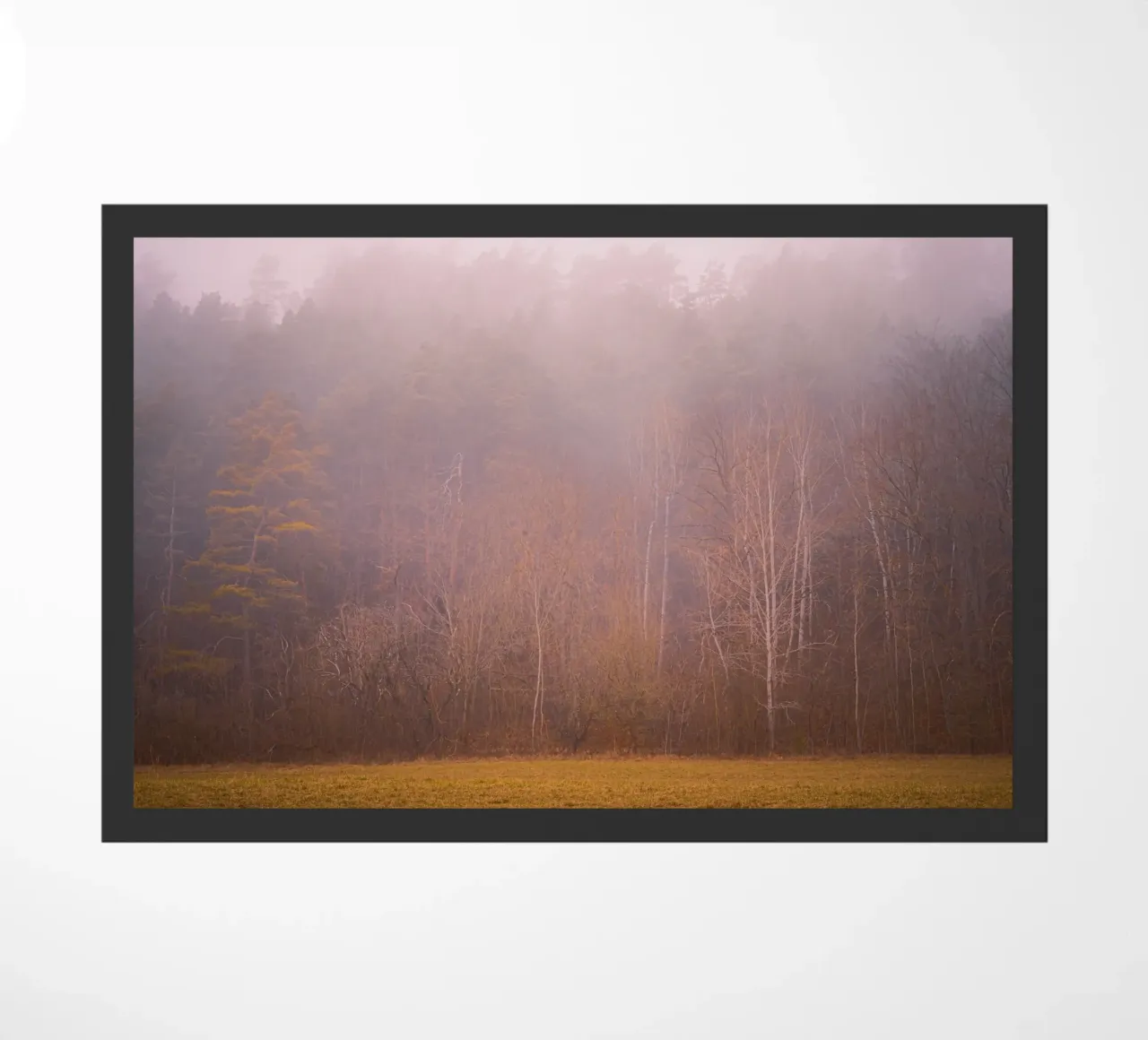 Nebel in einem Wald im Herbst Fußmatte von Marcus Beckert | Fotografie