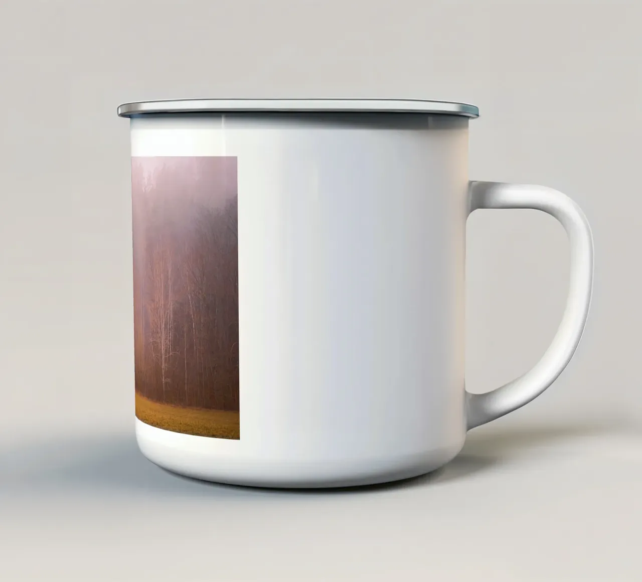 Brouillard dans une forêt en automne mug en émail de Marcus Beckert | Fotografie
