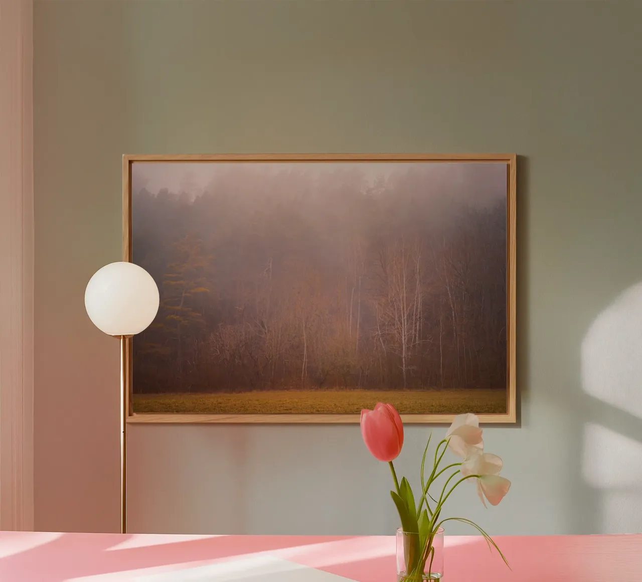 Nebbia in una foresta in autunno alluminio dibond da Marcus Beckert | Fotografie