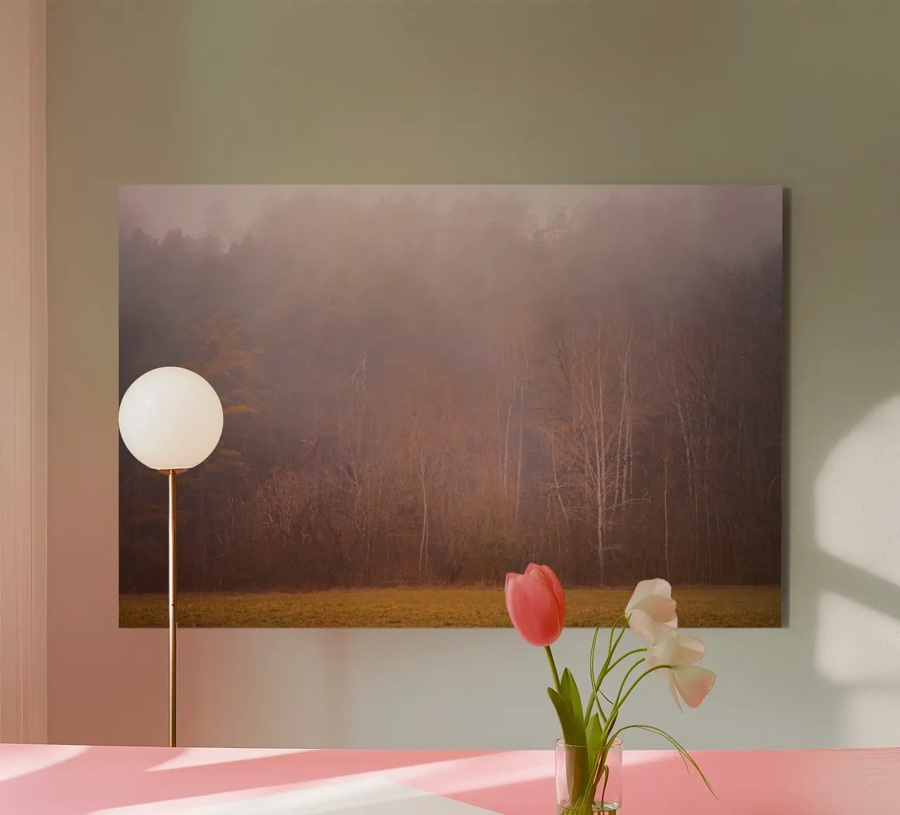 Nebbia in una foresta in autunno alluminio dibond da Marcus Beckert | Fotografie