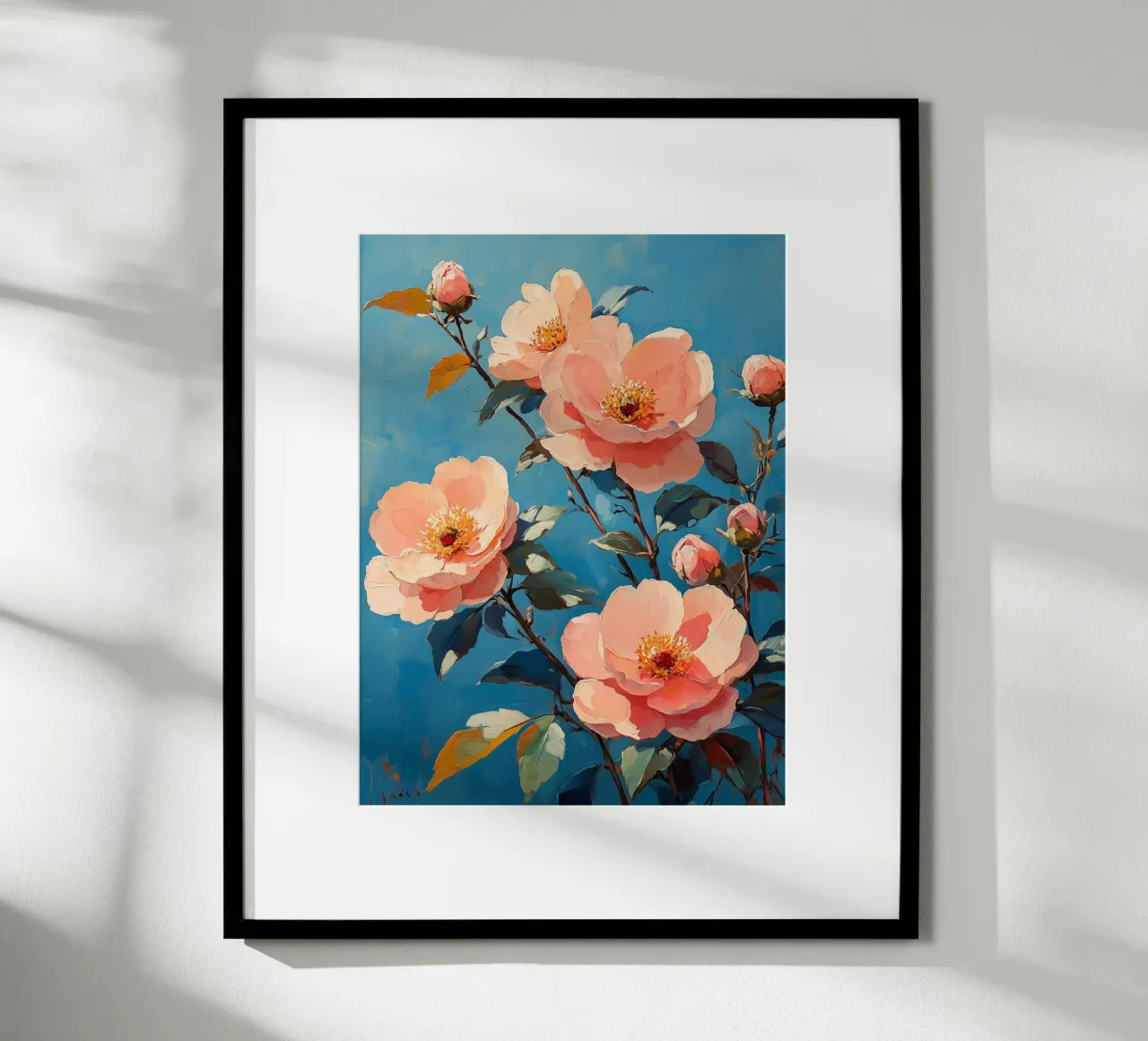 Fiori rosa su sfondo blu carta hahnemühle da Flora & Horizon