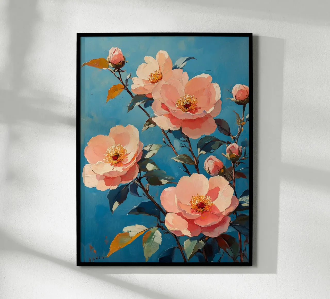 Fiori rosa su sfondo blu carta hahnemühle da Flora & Horizon