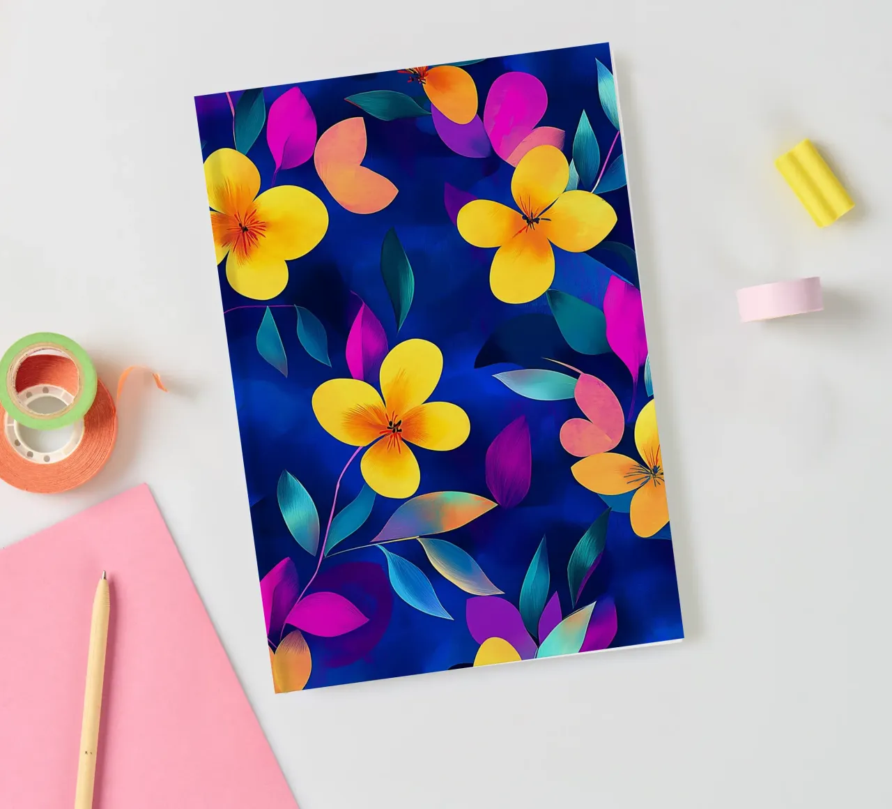 Yellow and violet flowers notebook by Flora & Horizon