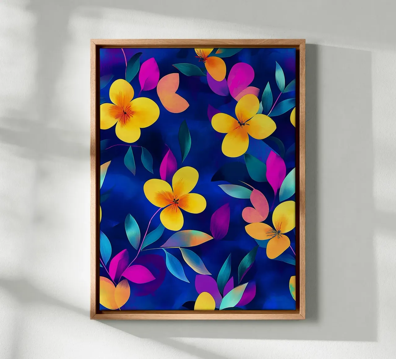 Fiori gialli e viola tela con Cornice a cassetta da Flora & Horizon