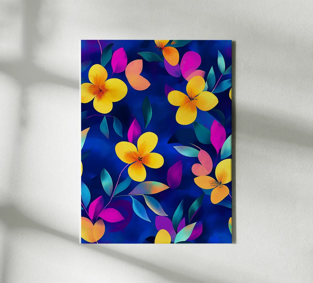 Fiori gialli e viola tela con Cornice a cassetta da Flora & Horizon
