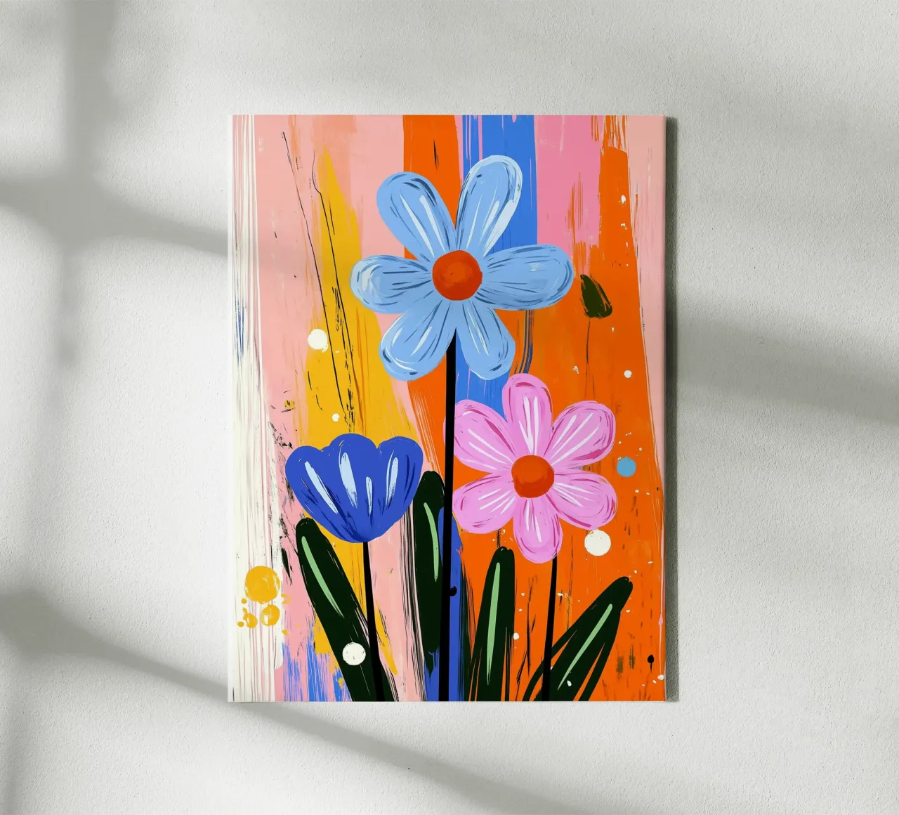 Abstracte bloemen canvas met Baklijst van Flora & Horizon