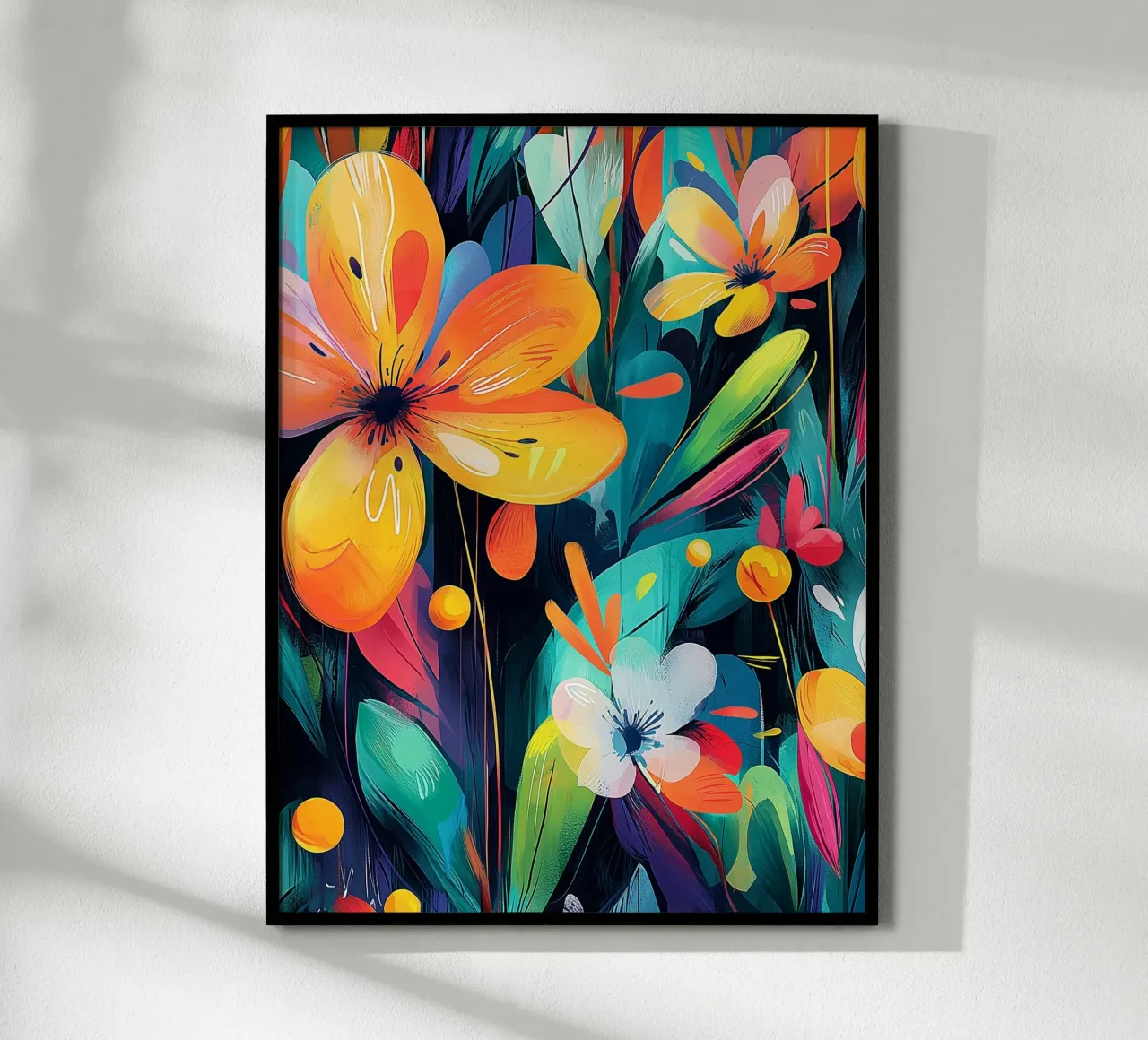 Esplosione floreale astratta poster con telaio in plastica da Flora & Horizon