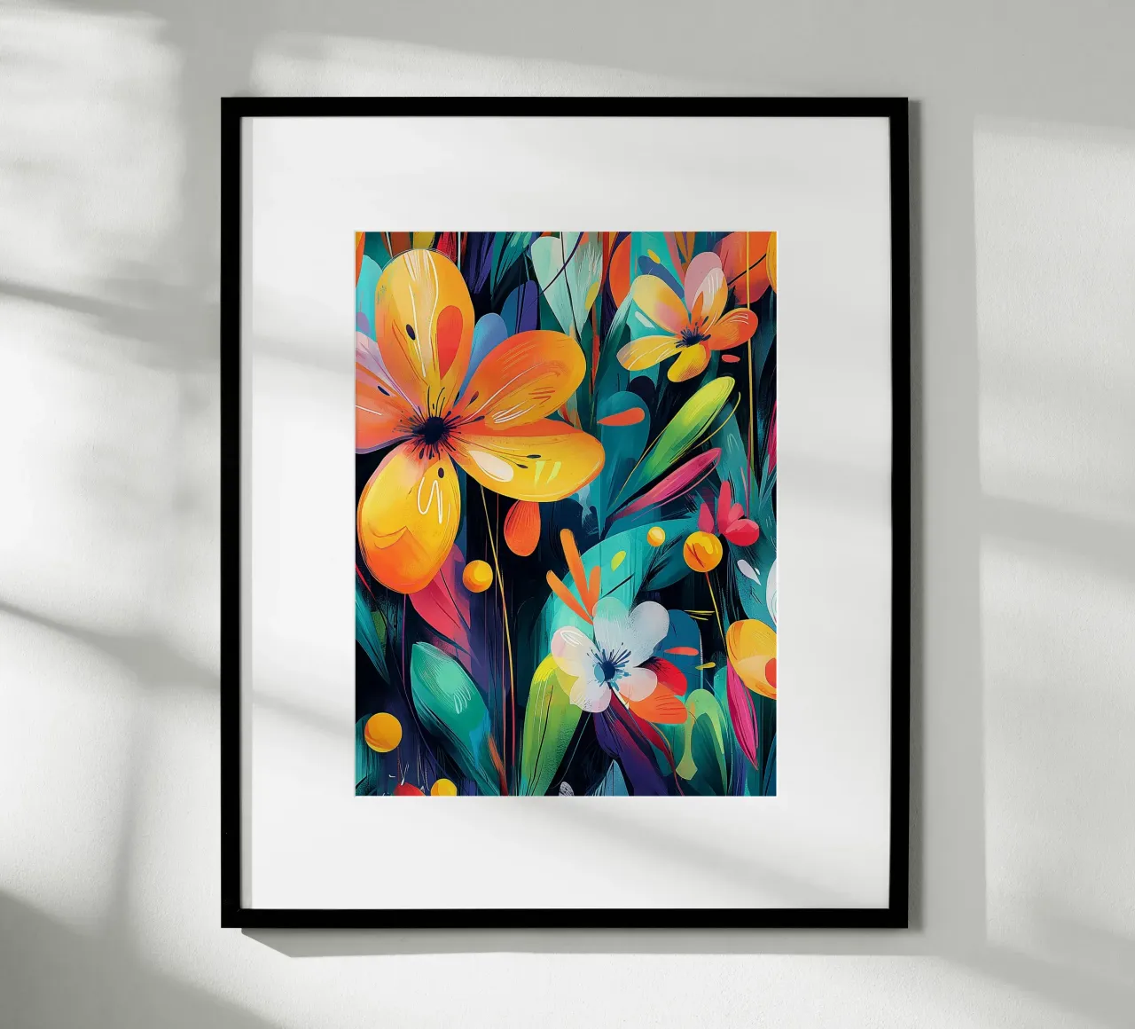 Esplosione floreale astratta poster con telaio in plastica da Flora & Horizon