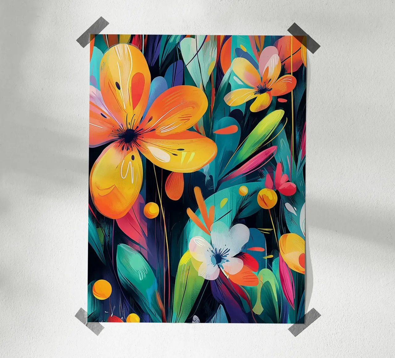 Esplosione floreale astratta poster con telaio in plastica da Flora & Horizon