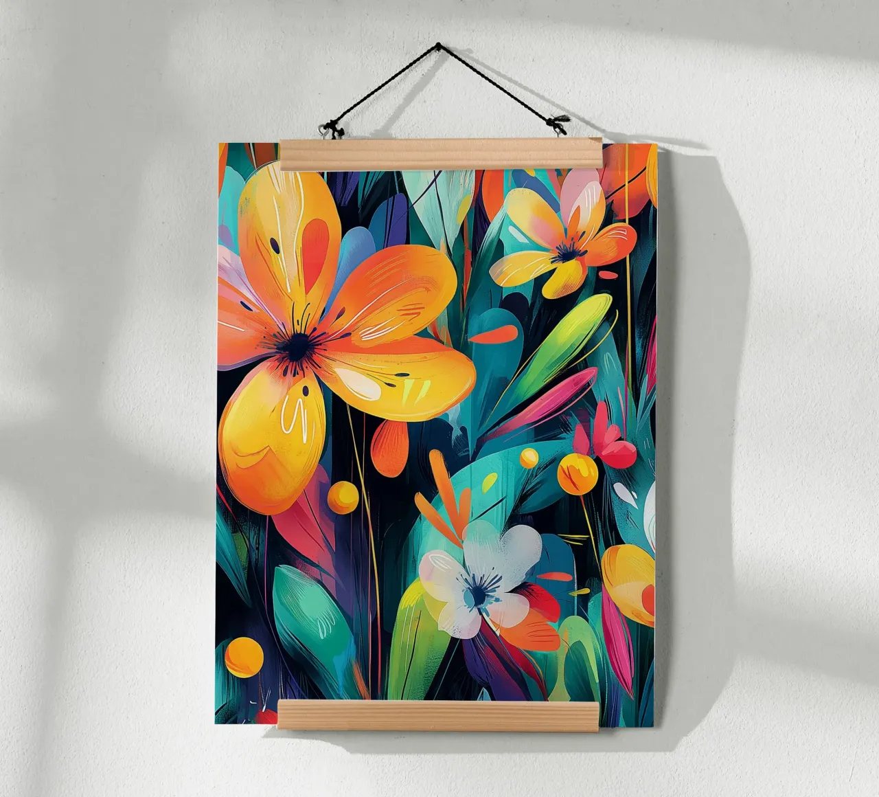 Esplosione floreale astratta poster con telaio in plastica da Flora & Horizon