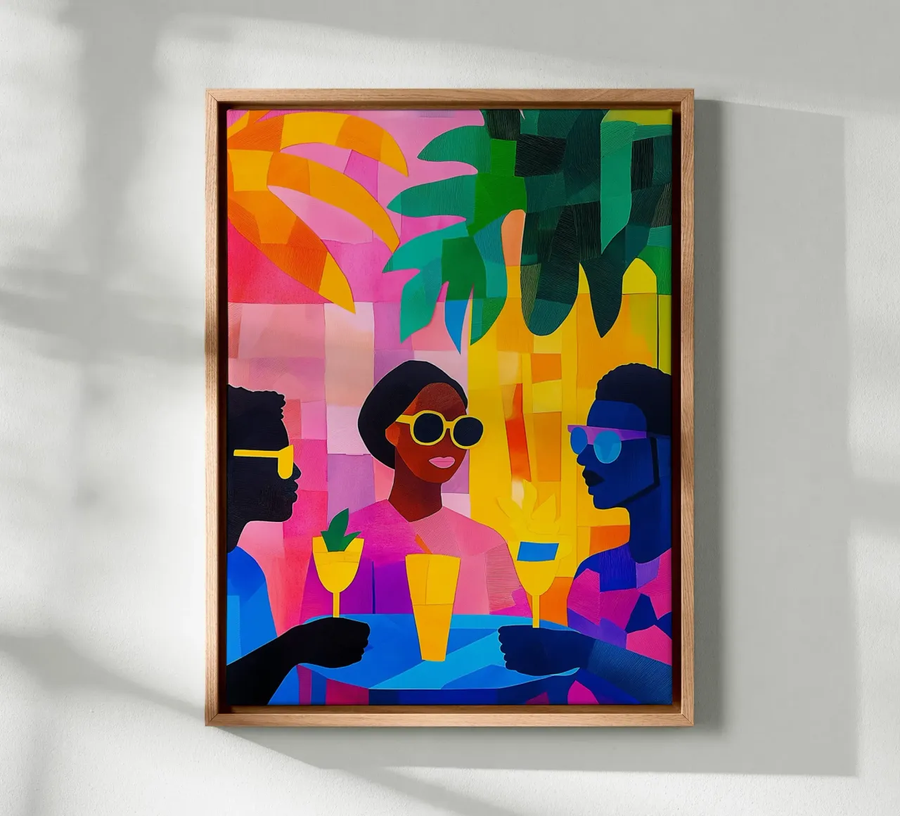 Bruisend zomers tafereel canvas met Baklijst van Flora & Horizon
