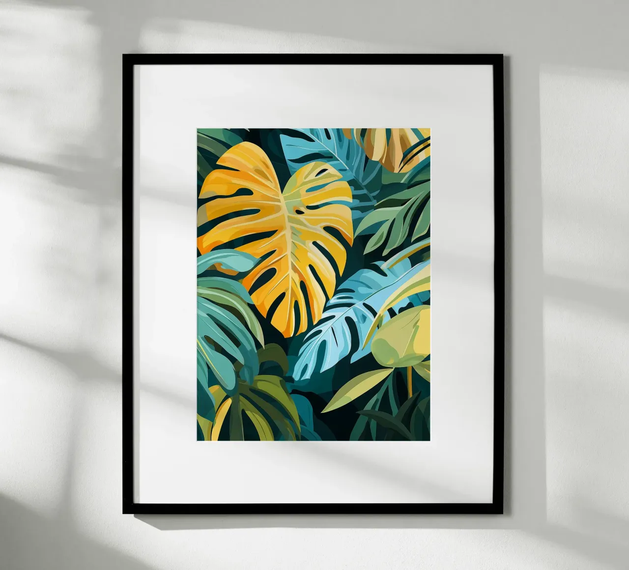 Foglie di monstera tropicale poster con telaio in plastica da Flora & Horizon