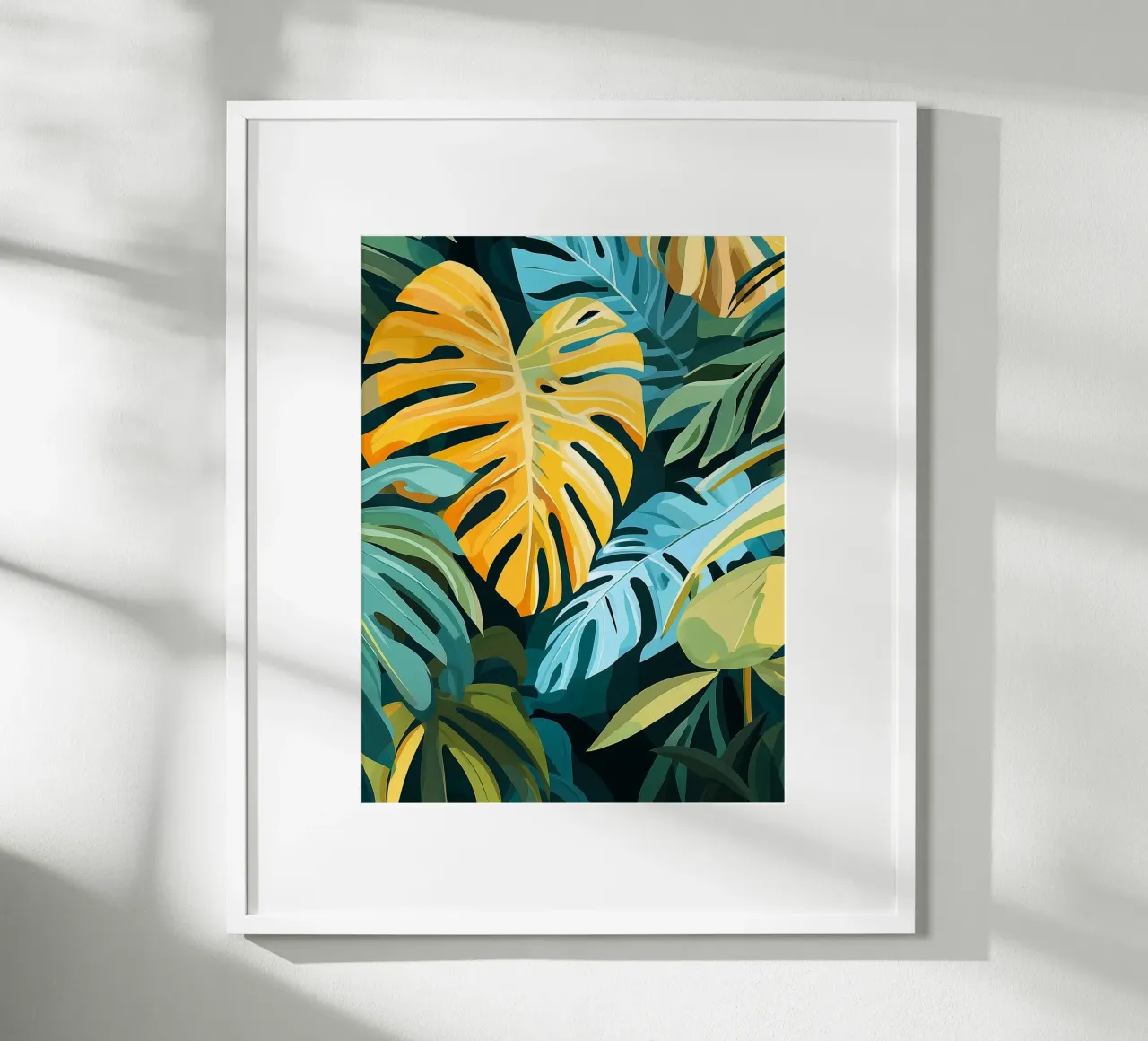 Foglie di monstera tropicale poster con telaio in plastica da Flora & Horizon