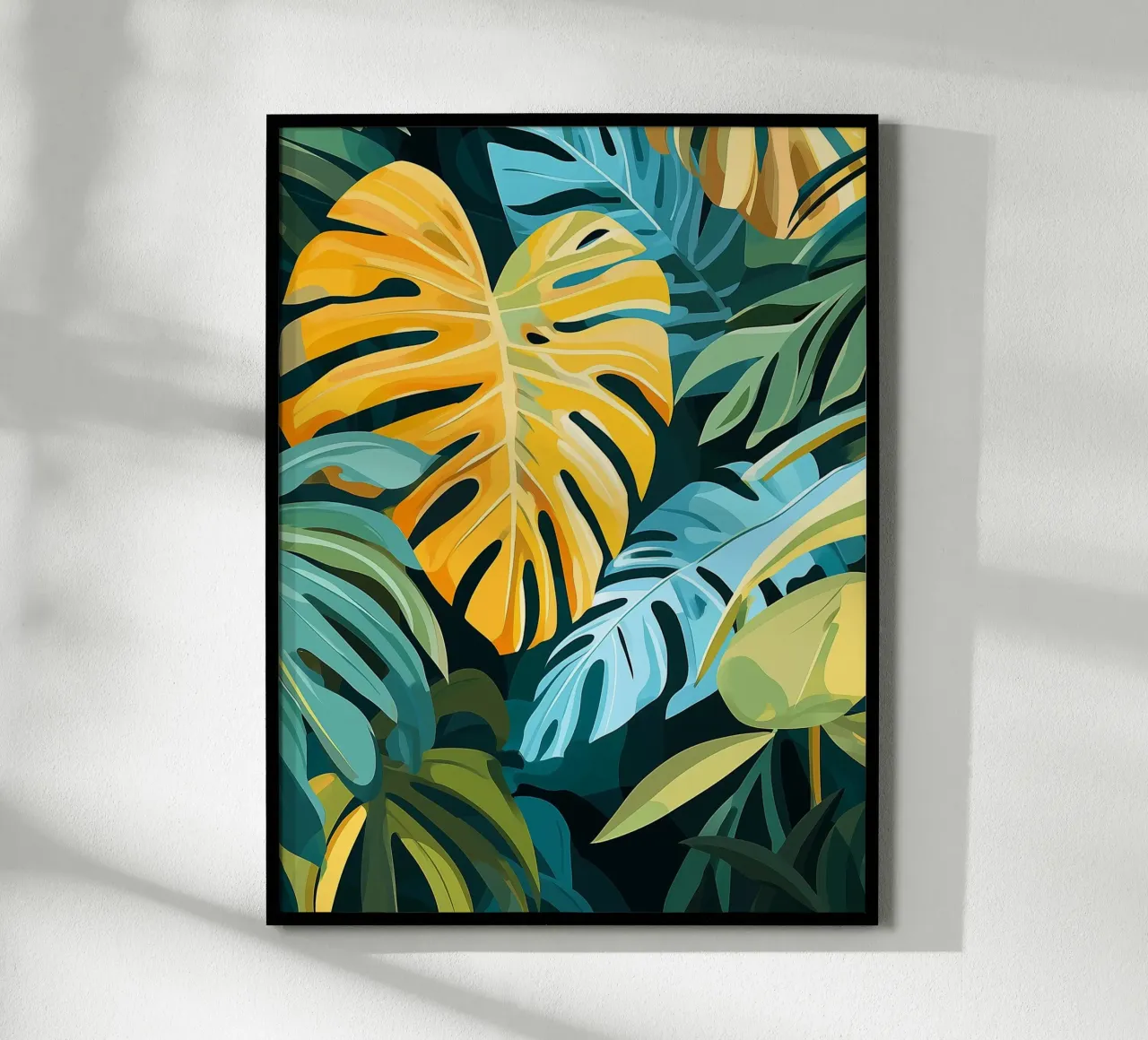 Foglie di monstera tropicale poster con telaio in plastica da Flora & Horizon