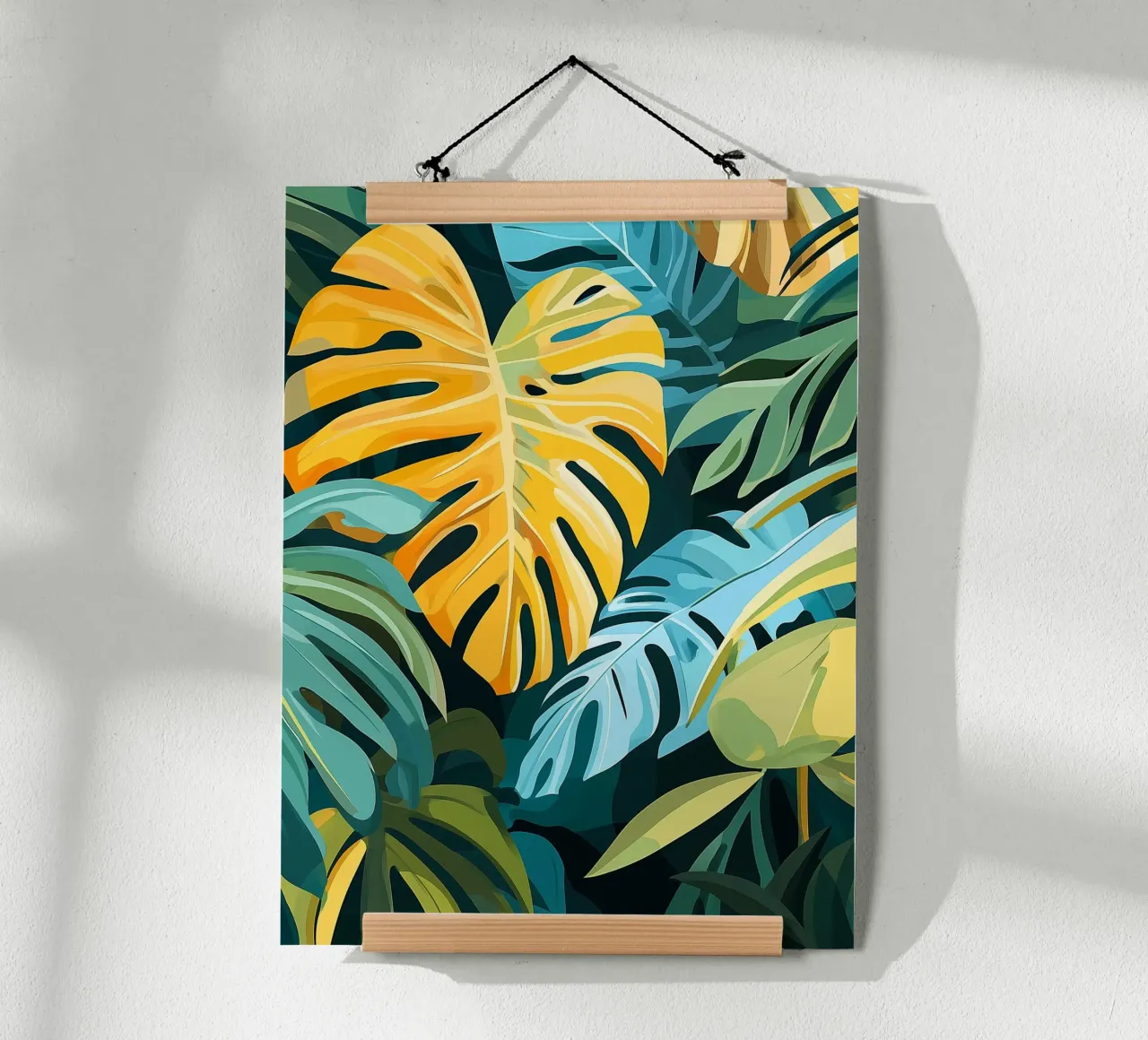 Foglie di monstera tropicale poster con telaio in plastica da Flora & Horizon