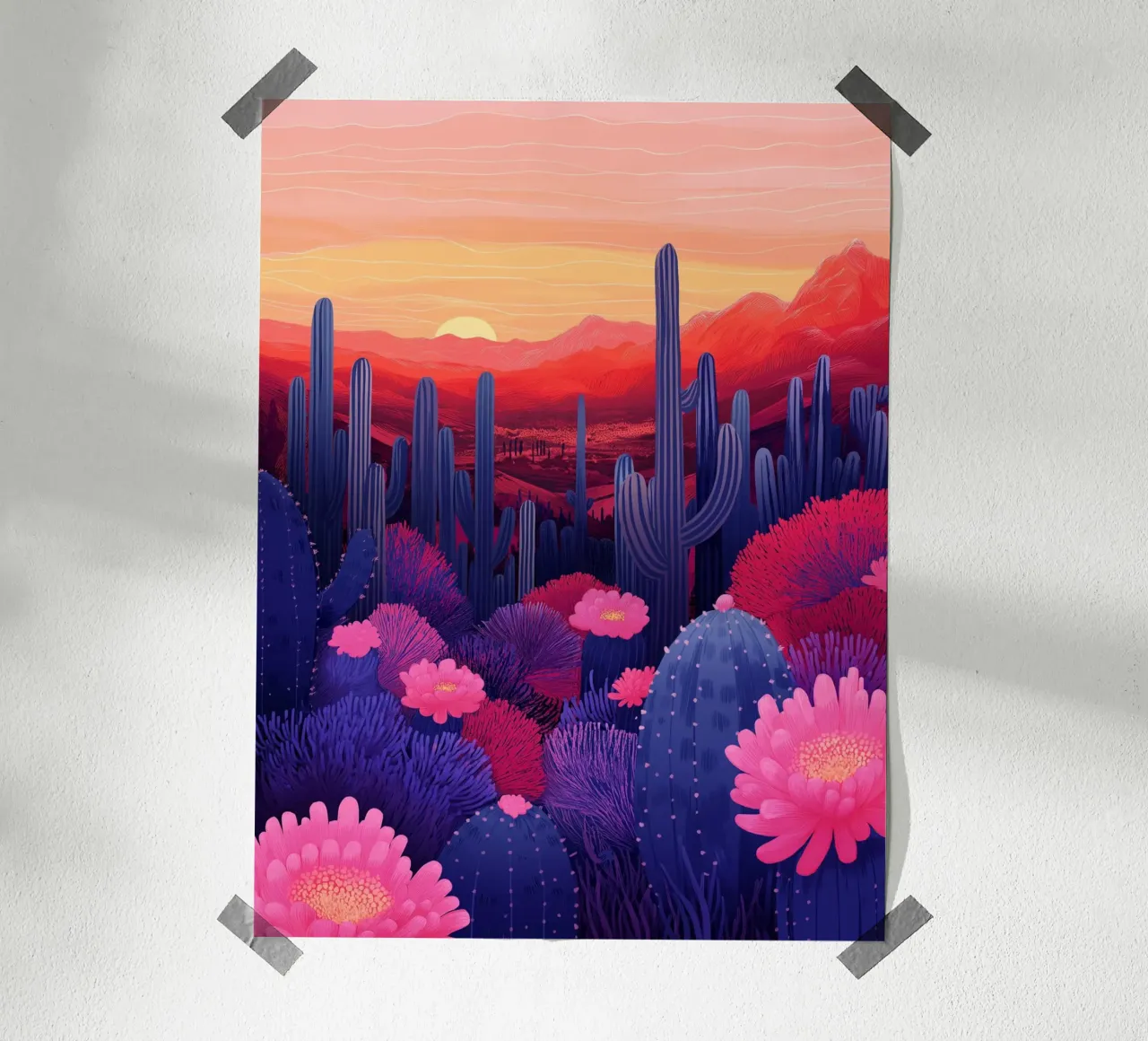 Paisaje desértico al atardecer poster de Flora & Horizon