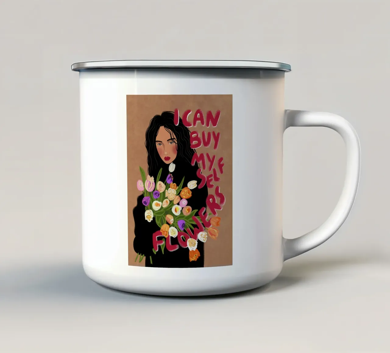 I can buy myself flowers tazza in smalto da Illustration Raissa Oltmanns