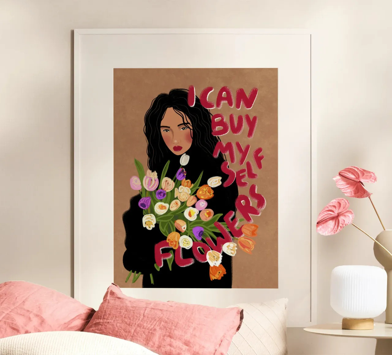 I can buy myself flowers poster van Illustration Raissa Oltmanns