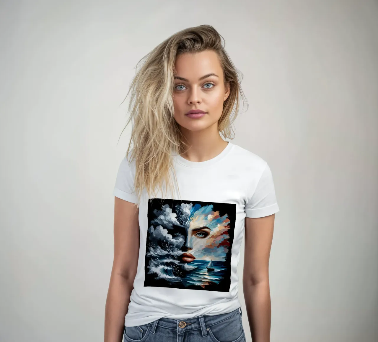 ON THE CREST OF A WAVE women's fitted t-shirt by ARTOMATIC