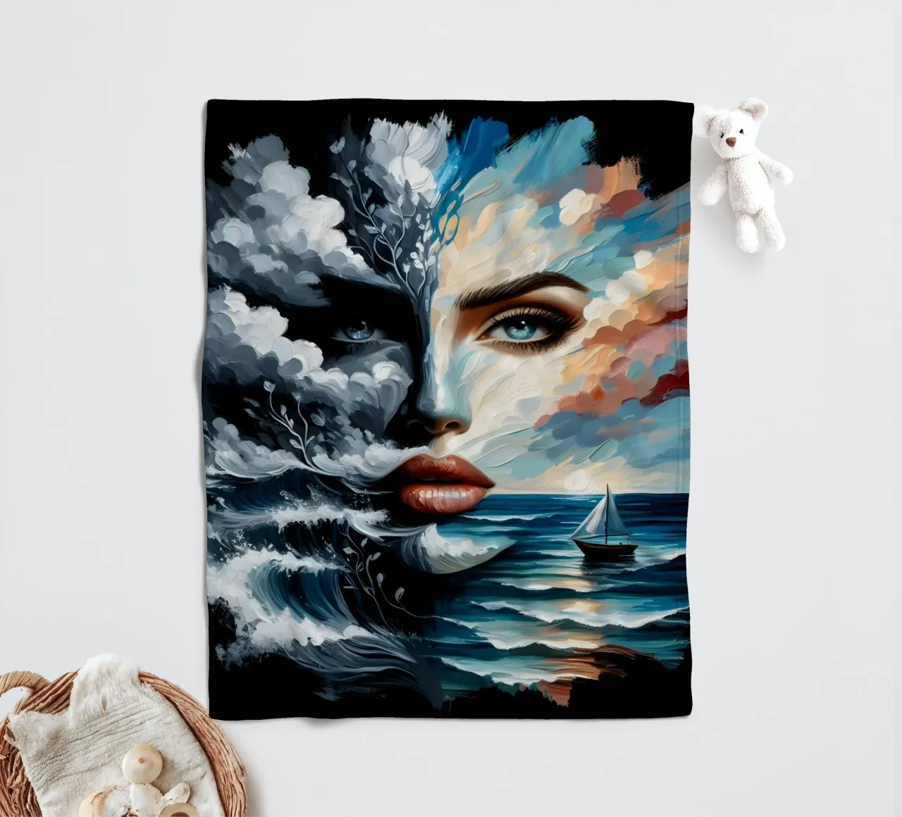 ON THE CREST OF A WAVE fleece blanket by ARTOMATIC