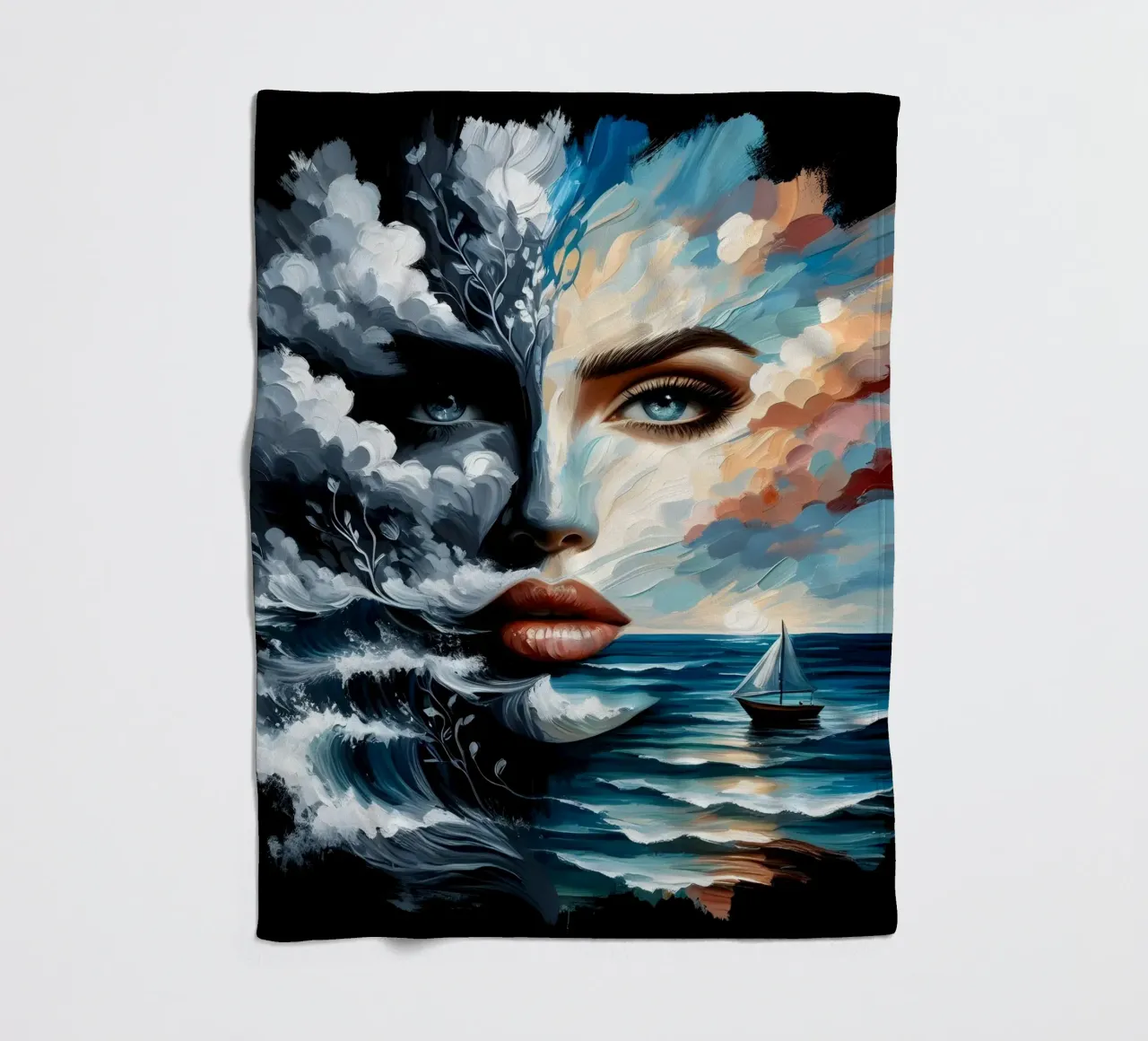 ON THE CREST OF A WAVE fleece blanket by ARTOMATIC