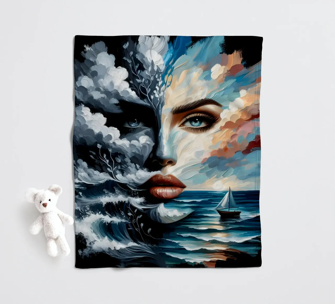 ON THE CREST OF A WAVE fleece blanket by ARTOMATIC