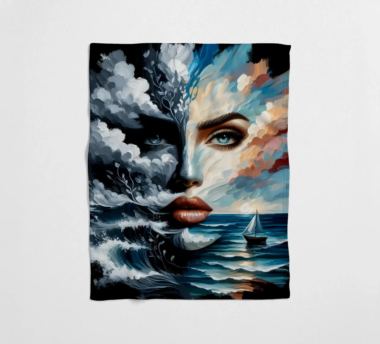 ON THE CREST OF A WAVE fleece blanket by ARTOMATIC