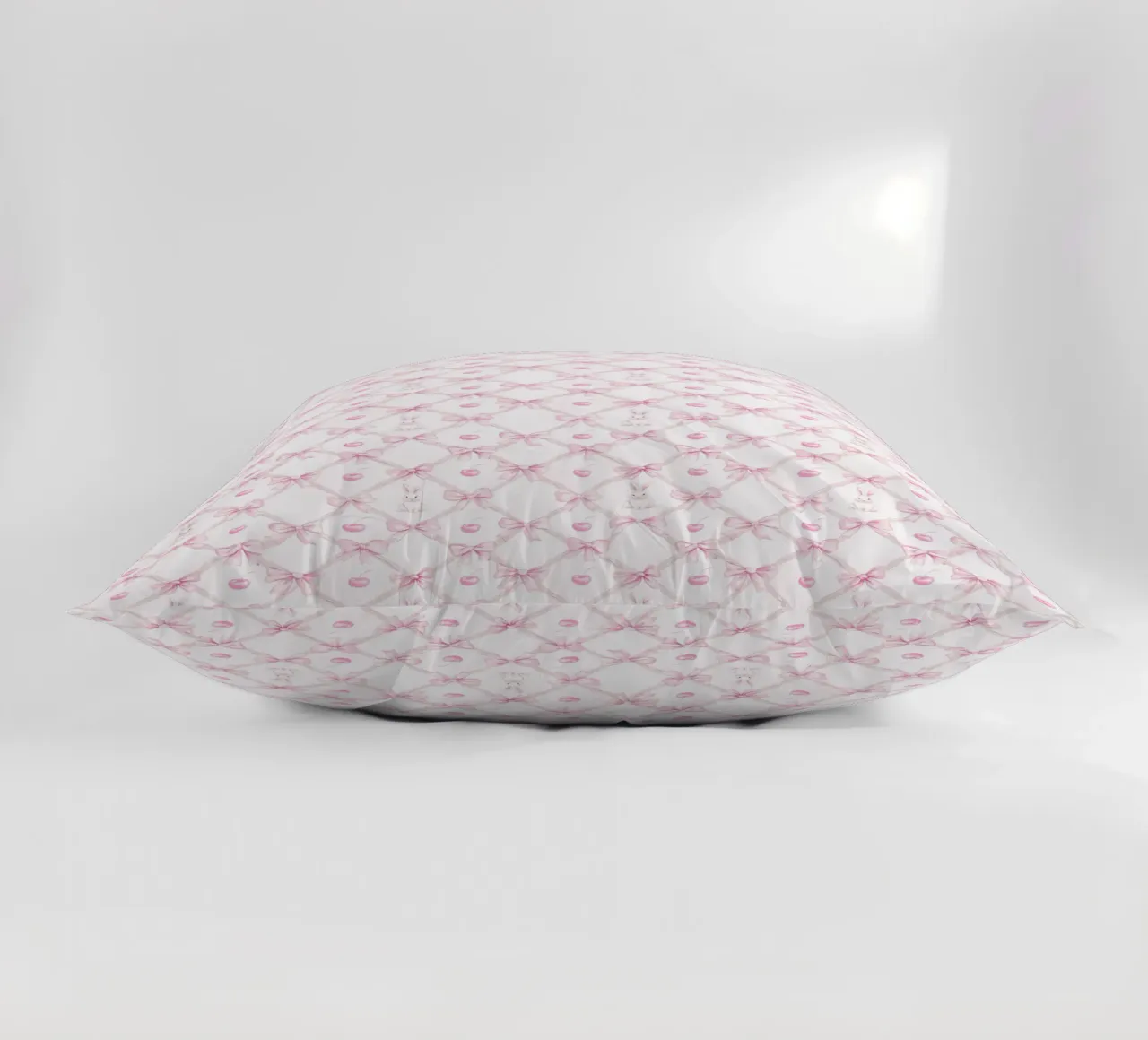 Coniglio Bianco Fiocchi Rosa Coniglio Pasquale Ciliegie Coquette Y2K cuscino da Gentle Echoes Art
