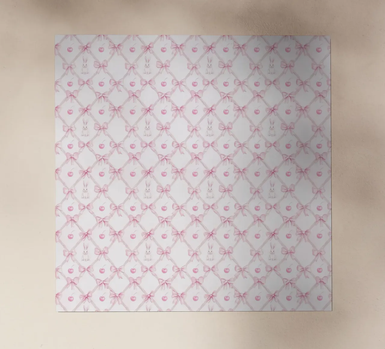 Coniglio Bianco Fiocchi Rosa Coniglio Pasquale Ciliegie Coquette Y2K pellicola backlit da Gentle Echoes Art