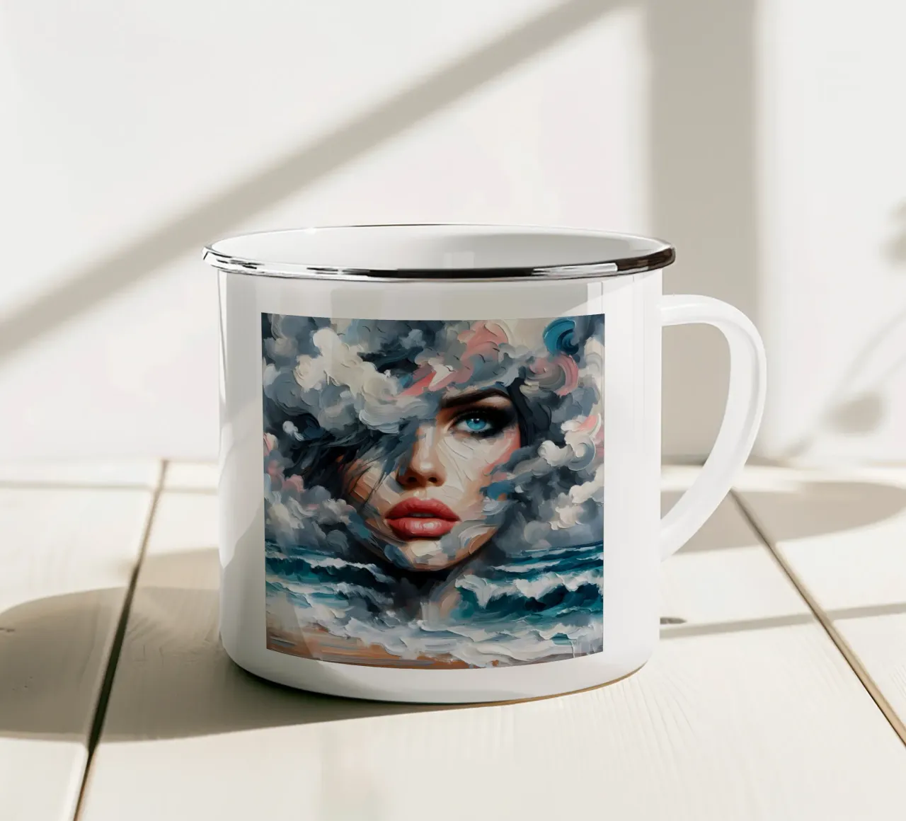 OGNI NUVOLA HA UN LATO POSITIVO tazza in smalto da ARTOMATIC