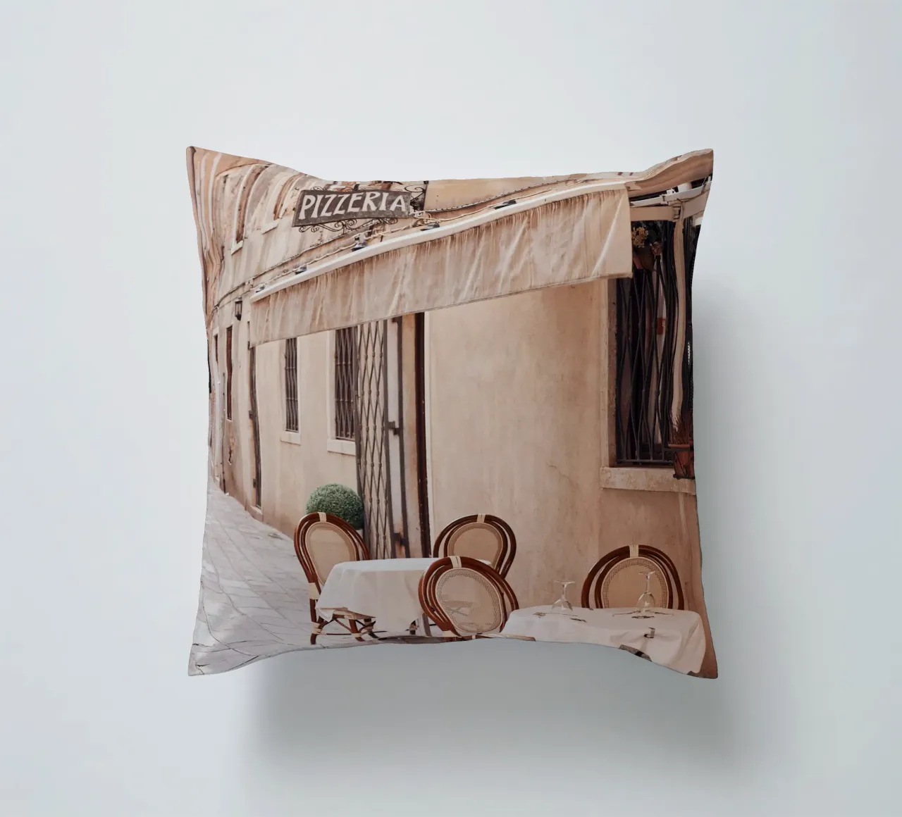Italian Pizzeria, Italy Photograph, La Dolce Vita decorative cushion by TheTravelClub