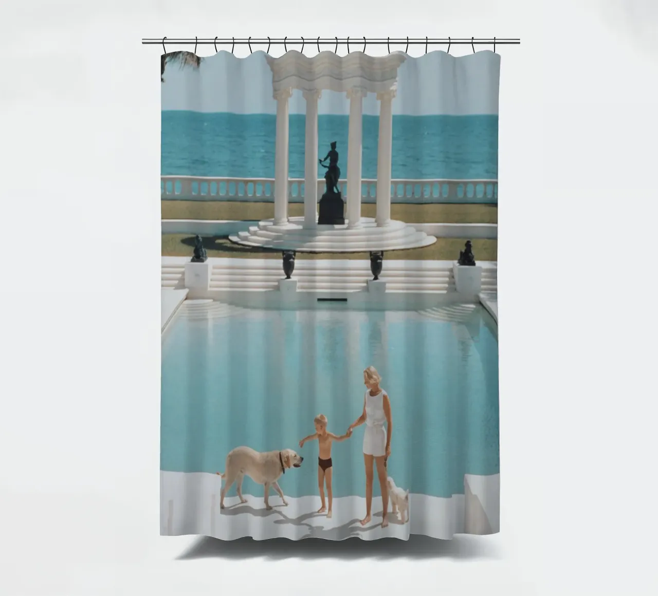 Poolside Retro Print, Slim Aarons Photograph, High Society shower curtain by TheTravelClub