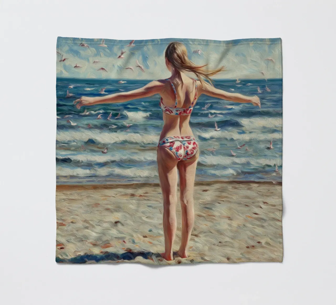 Sea, Beach, Bikini fleece blanket by Motivate-Today