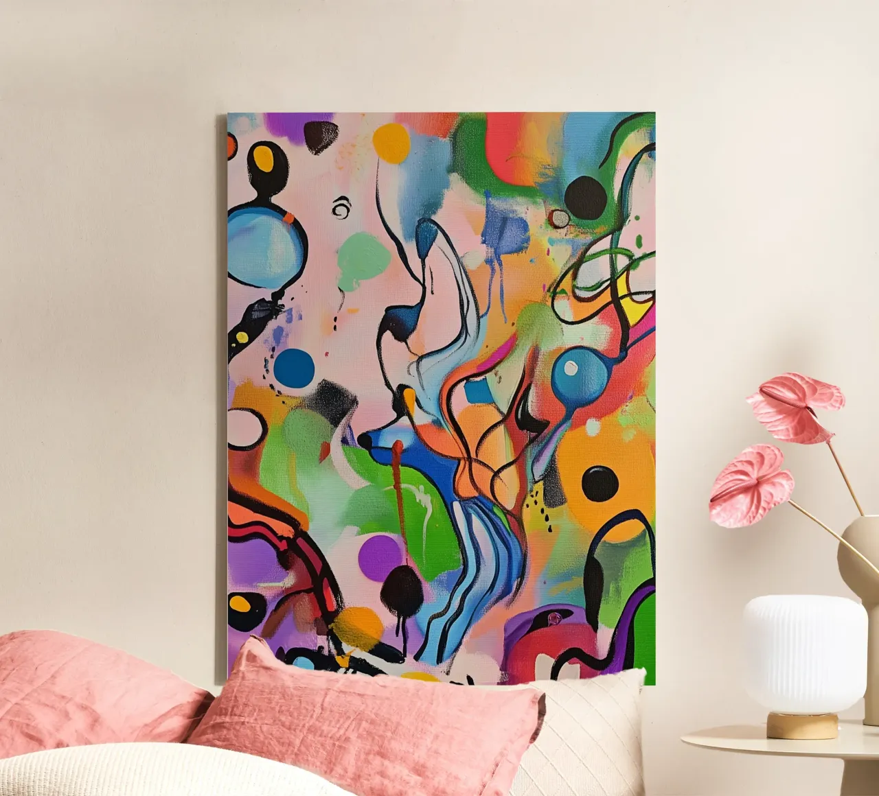 Macchie di colore vivace Pittura tela con Cornice a cassetta da Carinaprint
