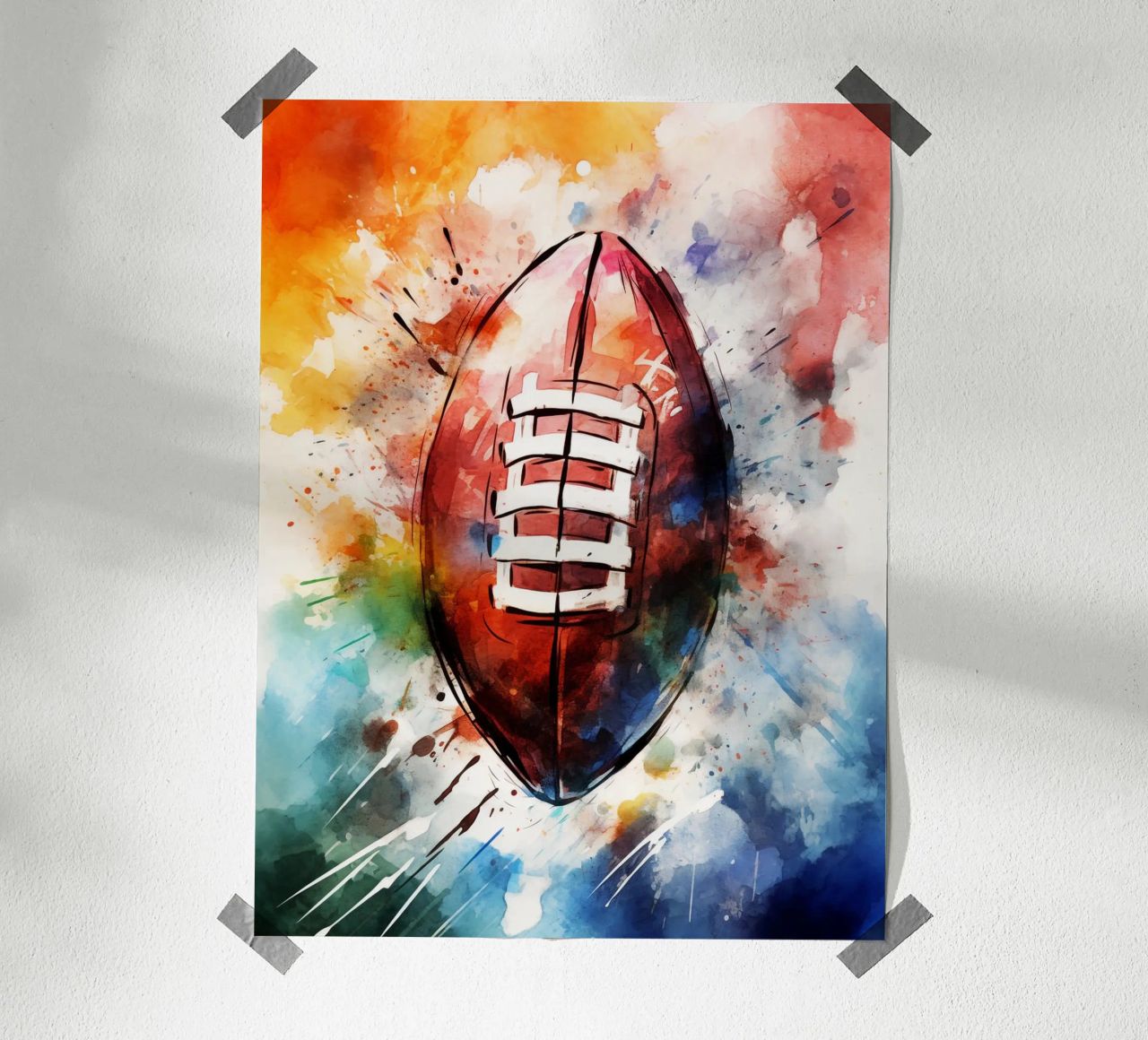 American Football Ball Watercolor poster de Mateo
