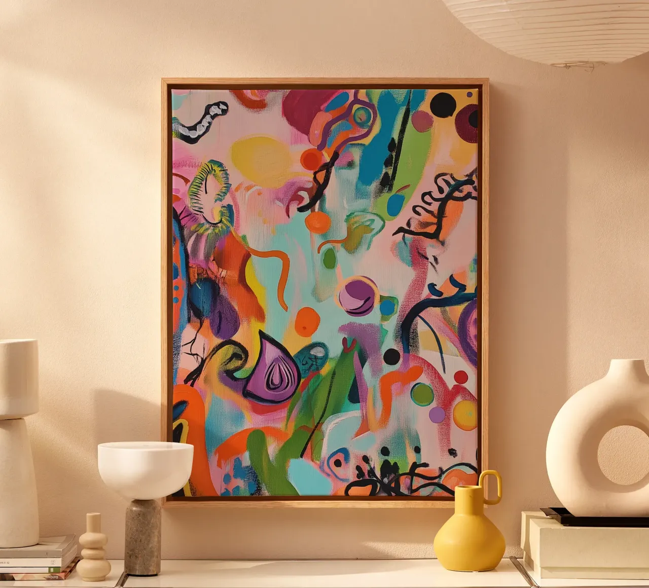 Gioco creativo di colori pop art tela con Cornice a cassetta da Carinaprint