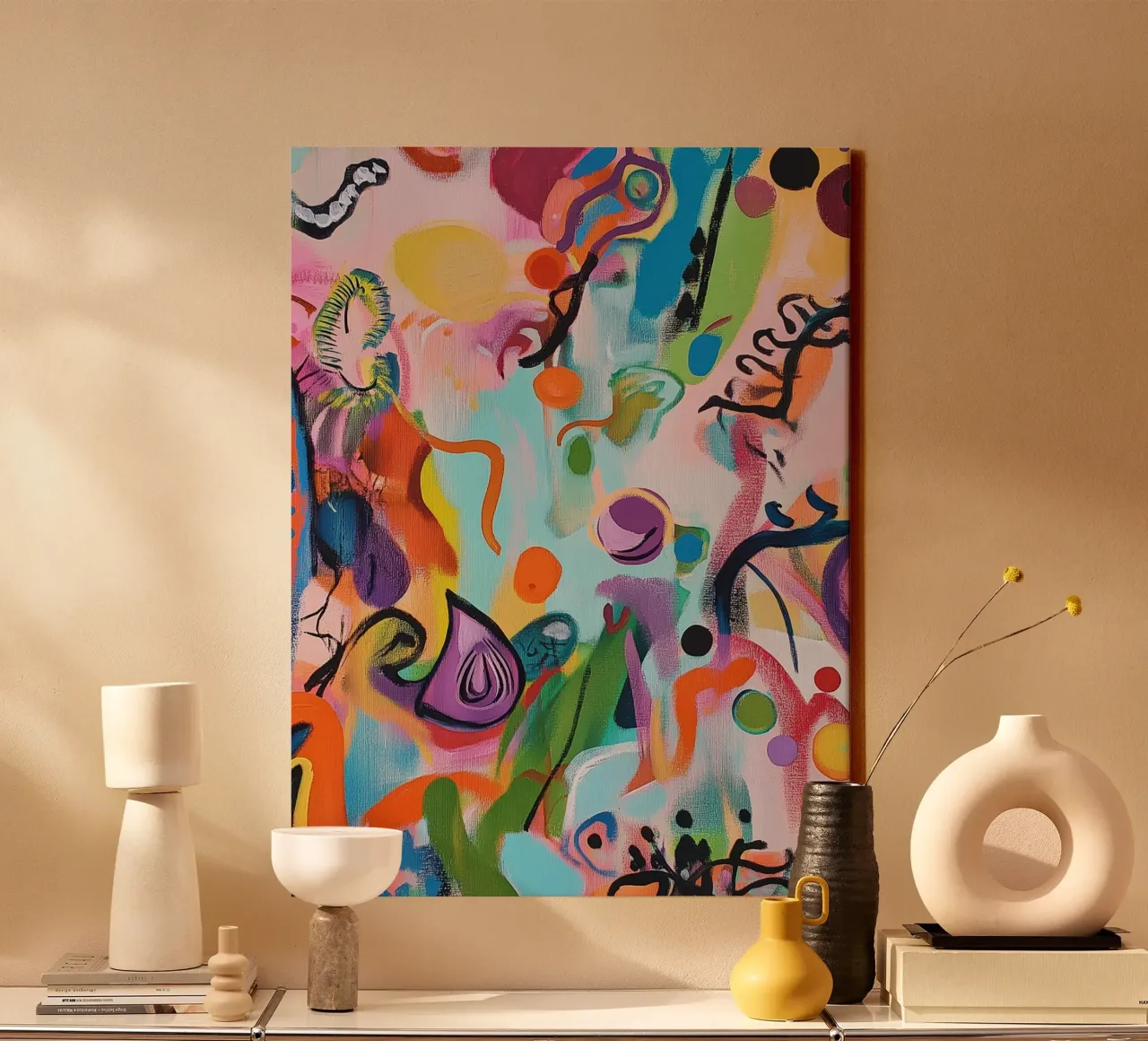 Gioco creativo di colori pop art tela con Cornice a cassetta da Carinaprint