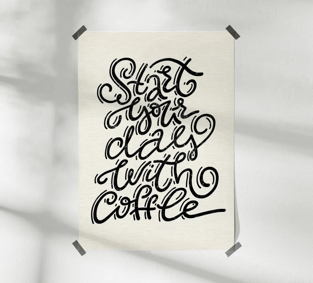 Start Your Day with Coffee poster con telaio in plastica da QuooodZ by MooodzArt