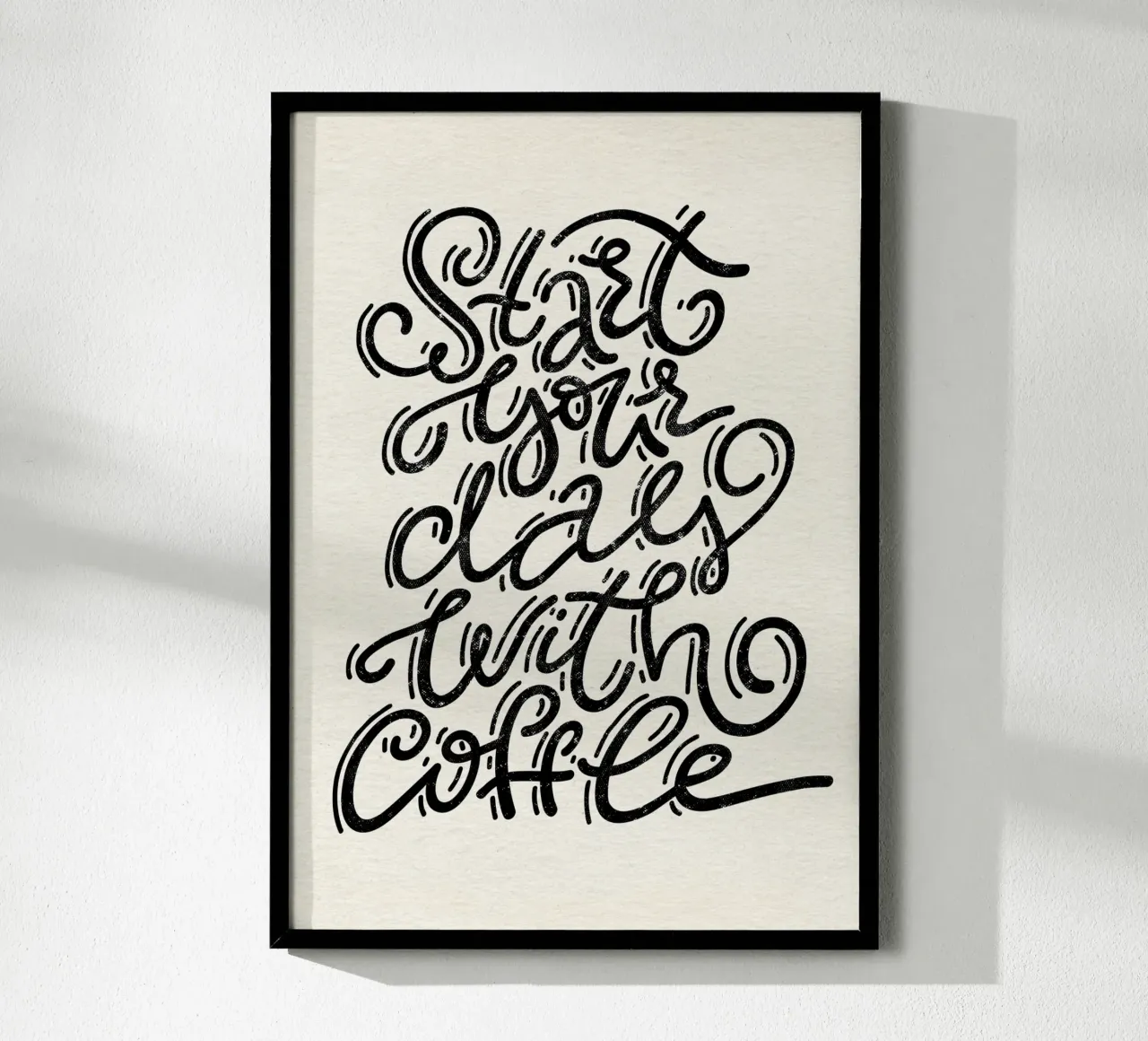 Start Your Day with Coffee poster con telaio in plastica da QuooodZ by MooodzArt