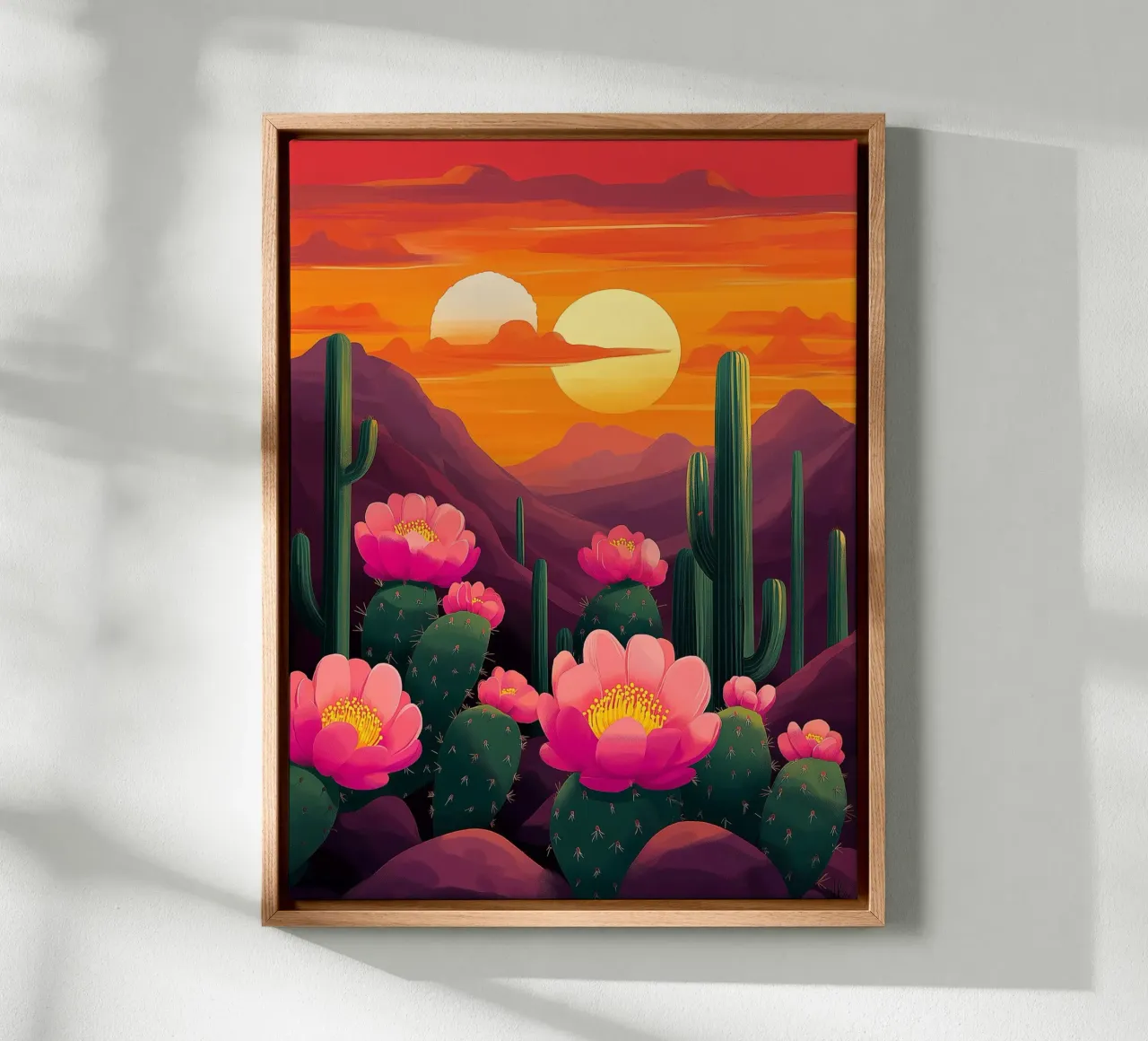 Cactus in fiore tela con Cornice a cassetta da Flora & Horizon