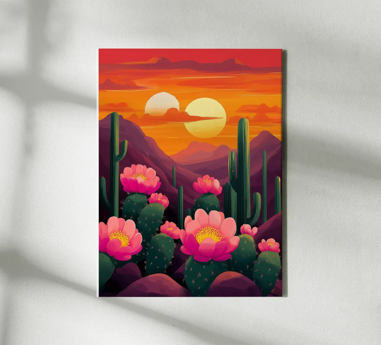 Cactus in fiore tela con Cornice a cassetta da Flora & Horizon