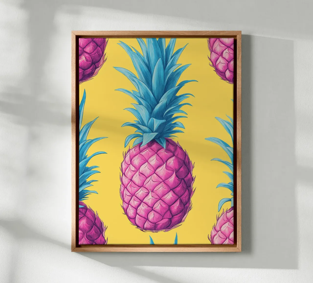 Ananas pop art tela con Cornice a cassetta da Flora & Horizon