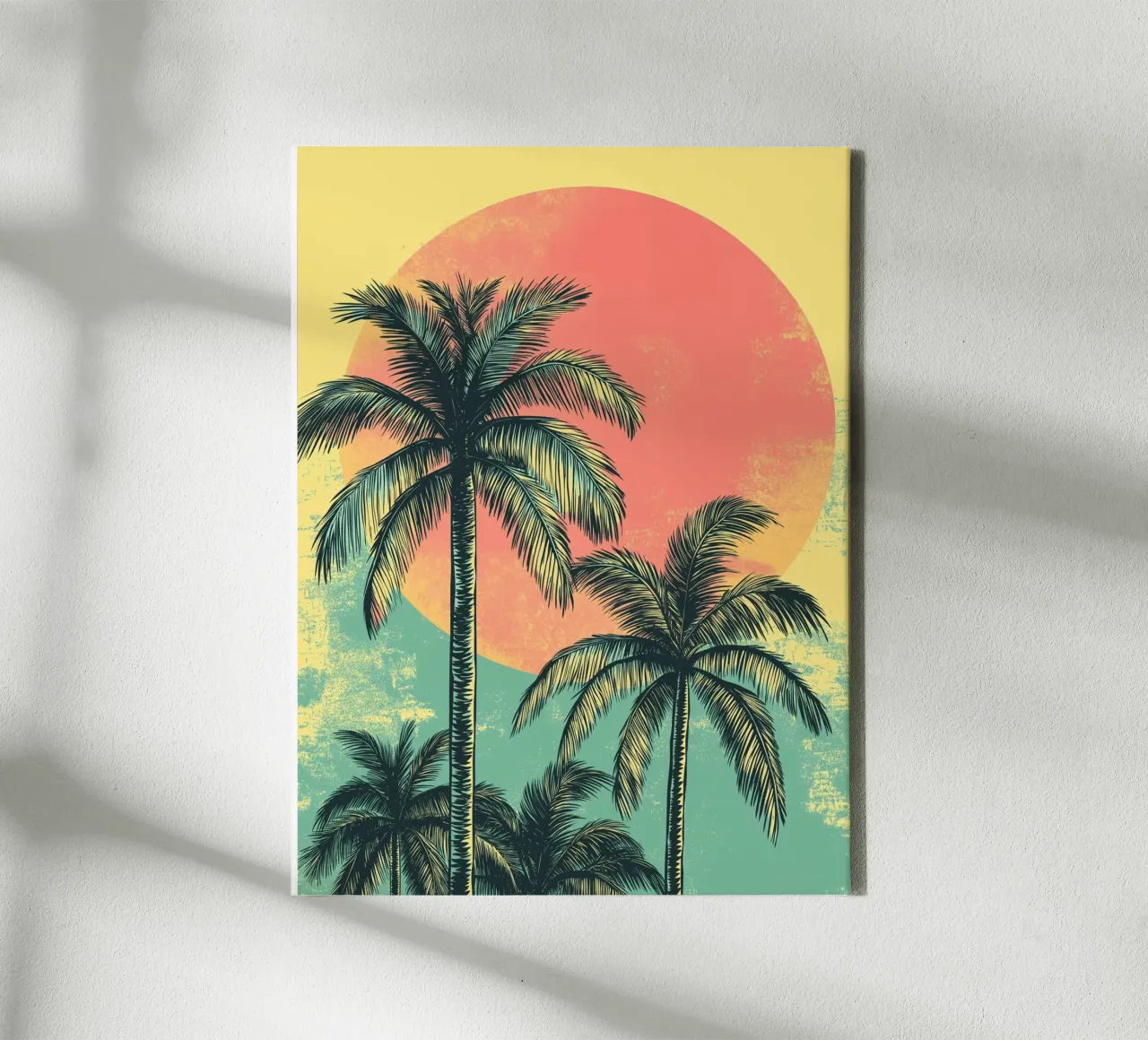 Retro palms canvas with Floater frame by Flora & Horizon