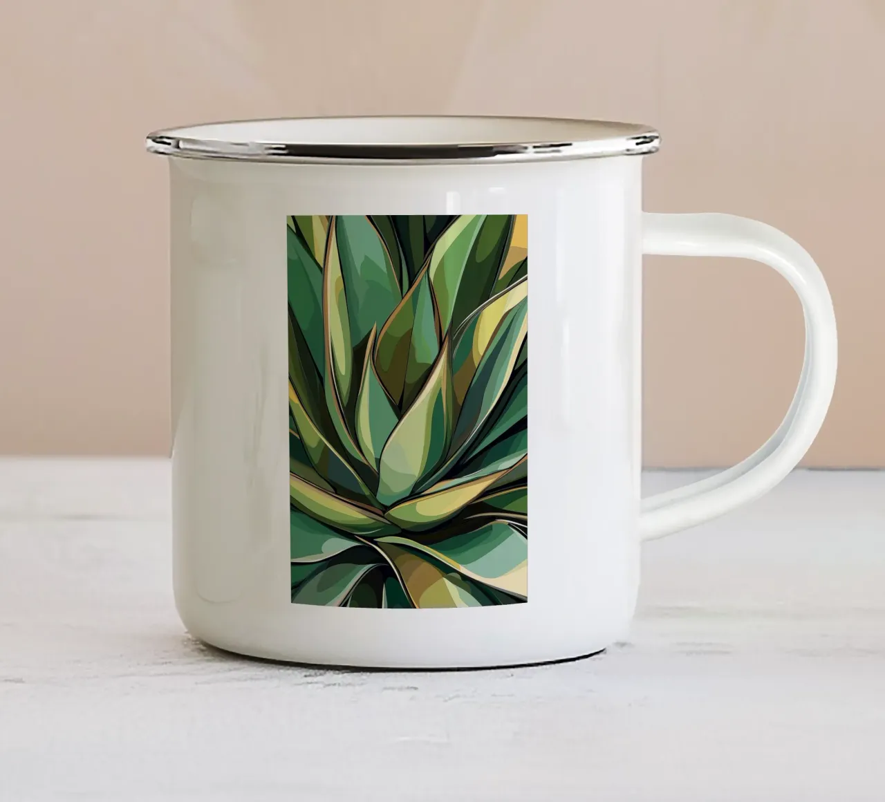 Pianta di agave tazza in smalto da Flora & Horizon