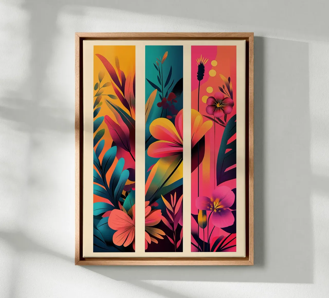 Bloemendrieluik canvas met Baklijst van Flora & Horizon