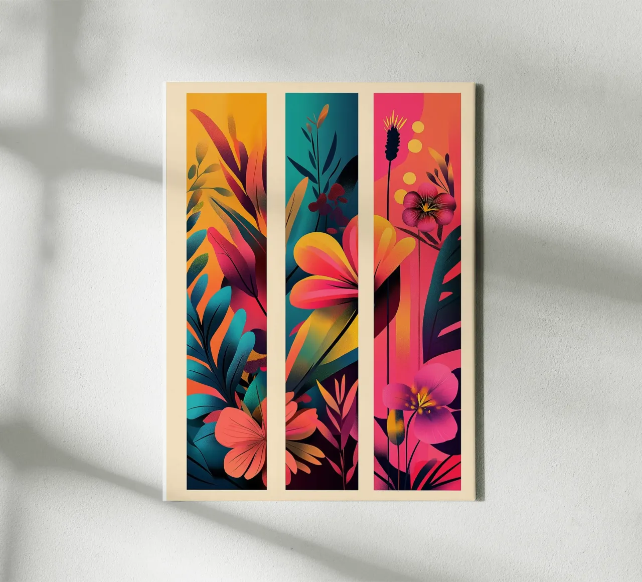 Bloemendrieluik canvas met Baklijst van Flora & Horizon