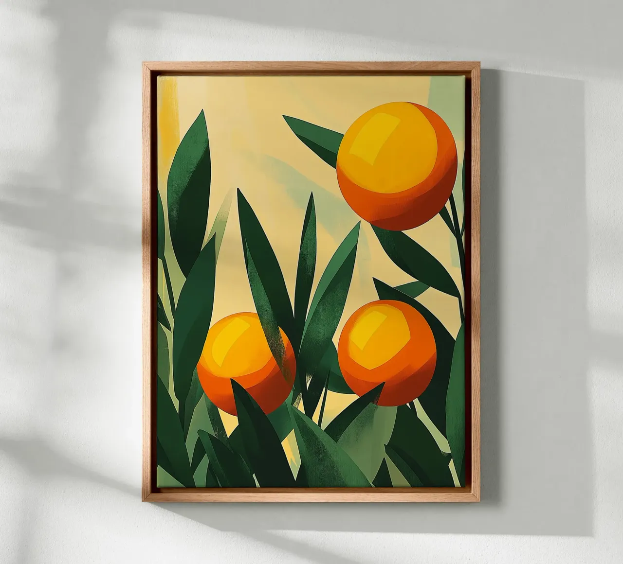 Illustrazione moderna di arance tela con Cornice a cassetta da Flora & Horizon